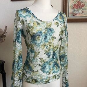 Y2K Mudd Floral Mesh Fairycore Long Sleeve Top